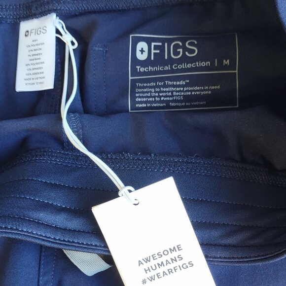 FIGS Scrubs Livingston Pants w/ Drawstring  Navy Blue Women's Medium  NWT - Picture 8 of 9